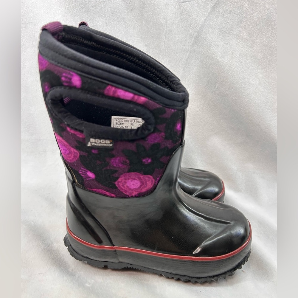 Bogs classic watercolor size 8 kids Black Purple